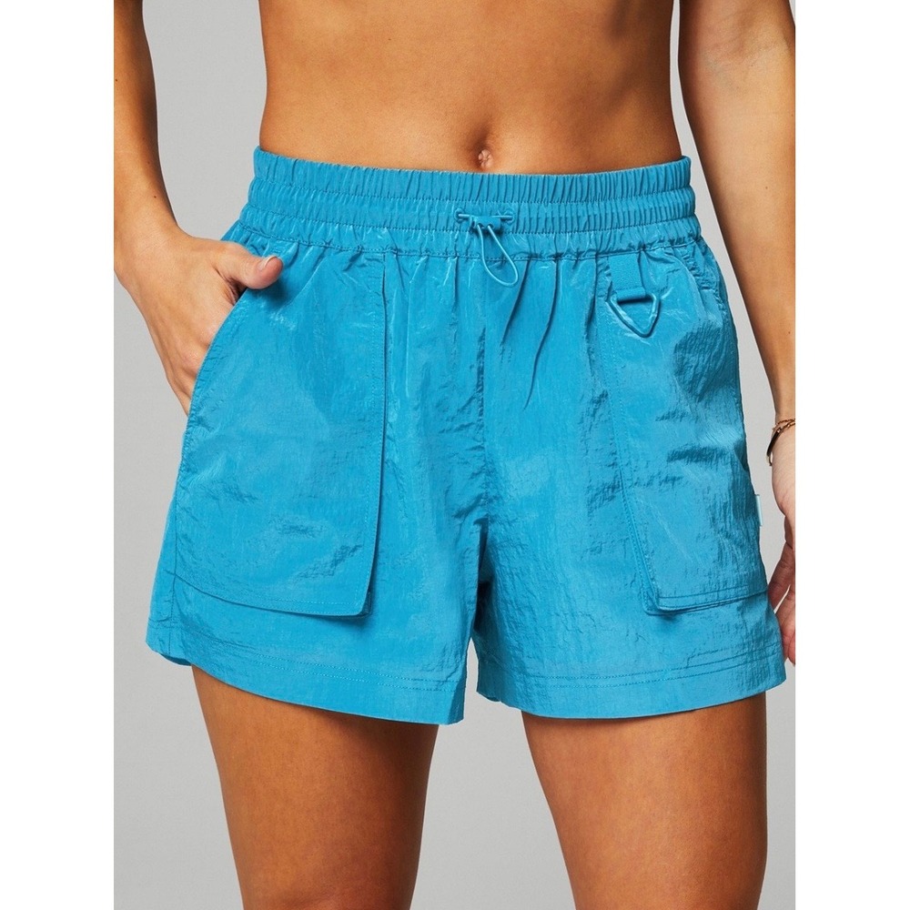 Fabletics Heights Shimmer Cargo Shorts Teal Mesh Lining SO245811 Womens L